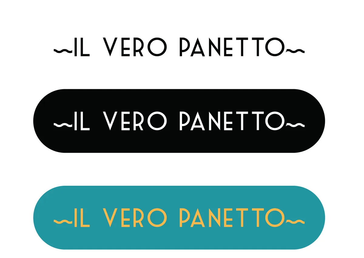 Logo horizontal en negro, sobre una píldora negra y sobre una píldora turquesa con letras amarillas.