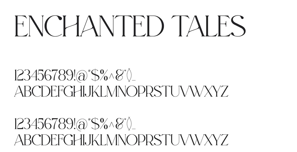 Tipografía Enchanted Tales, con serifas finas y alto contraste.