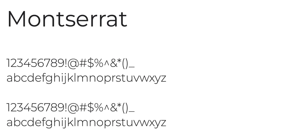 Tipografía Montserrat, en regular y en un peso más liviano.