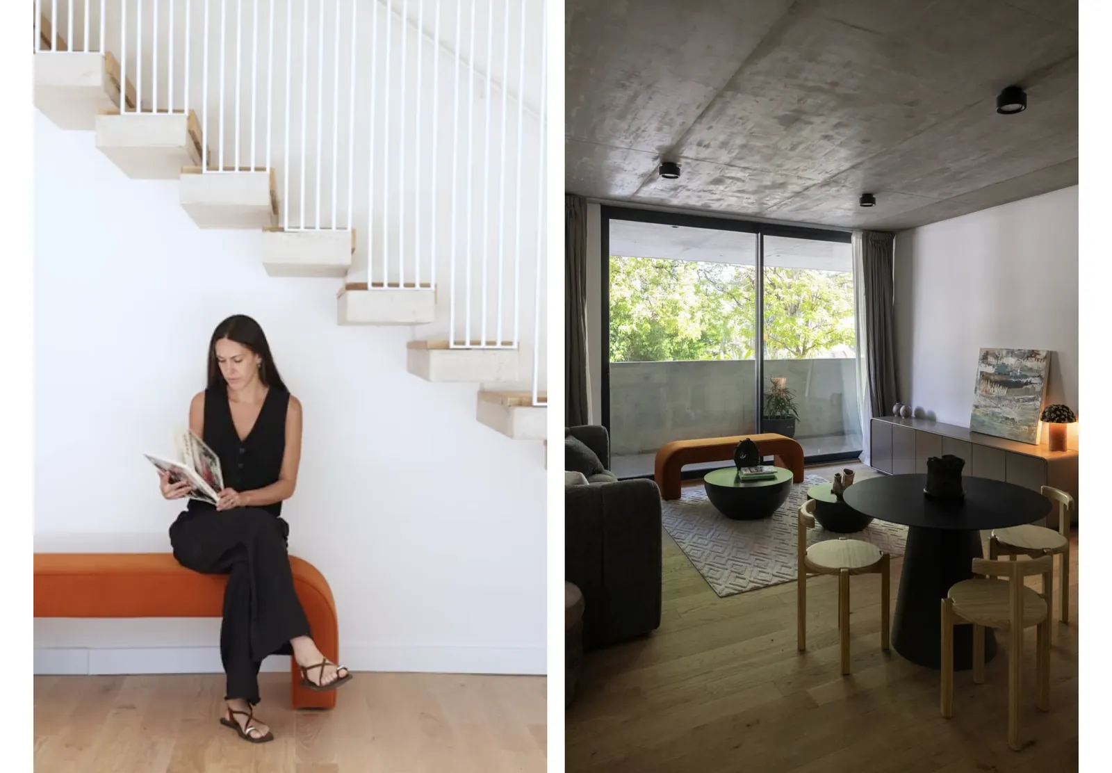 Obra terminada Lomas: fotos de una escalera y del living.