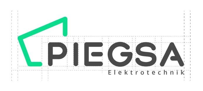 Construcción del logo de Piegsa sobre una grilla.