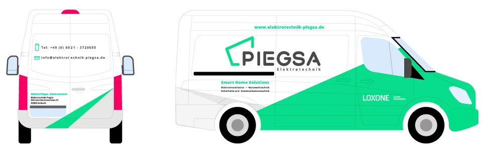 Ploteo de camioneta: vista trasera y lateral derecho.