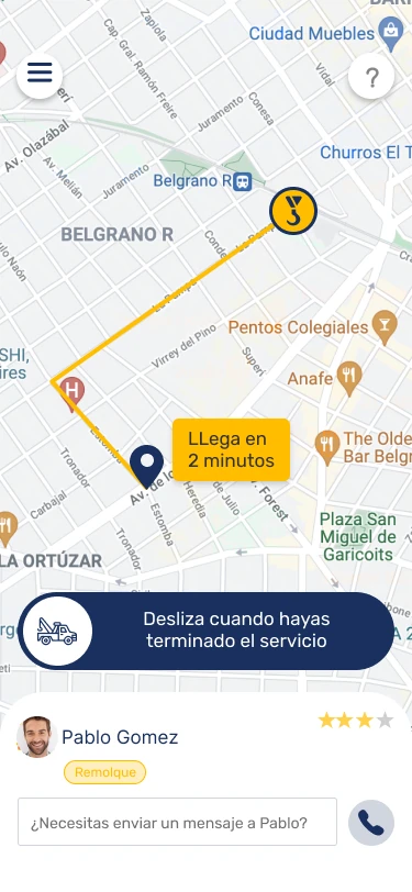 Botón para deslizar cuando terminó el servicio.