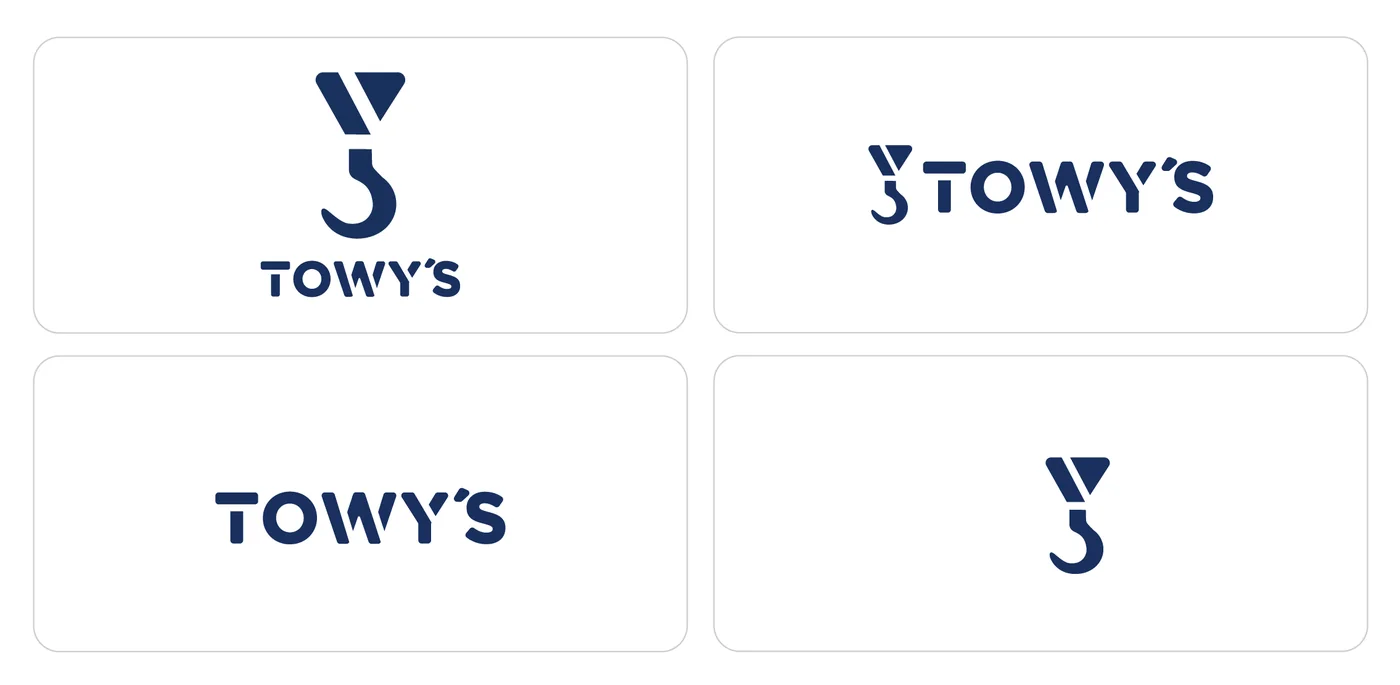 Cuatro opciones del logo: vertical, horizontal, solo el nombre y solo el isotipo.
