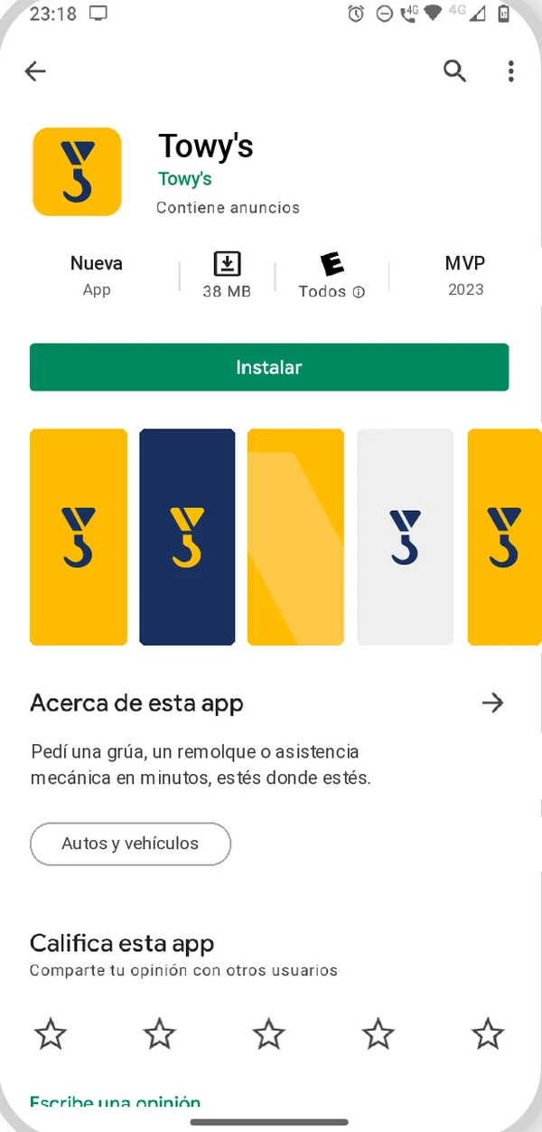 Ficha de la app Towy’s en Google Play.