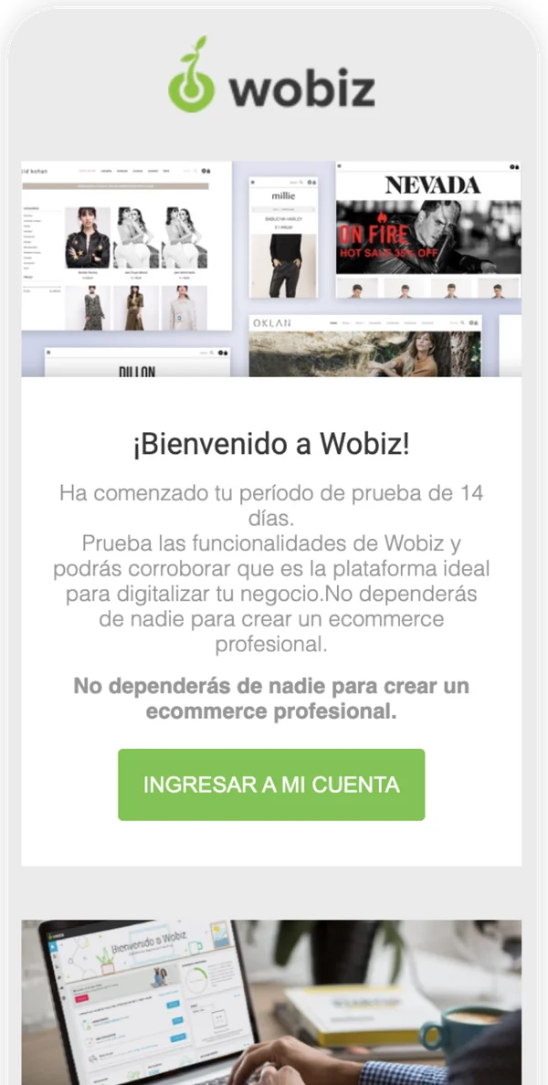 Newsletter de bienvenida a Wobiz.