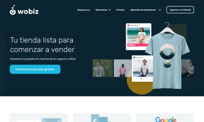 Página del portal de Wobiz: Tu tienda lista para comenzar a vender.